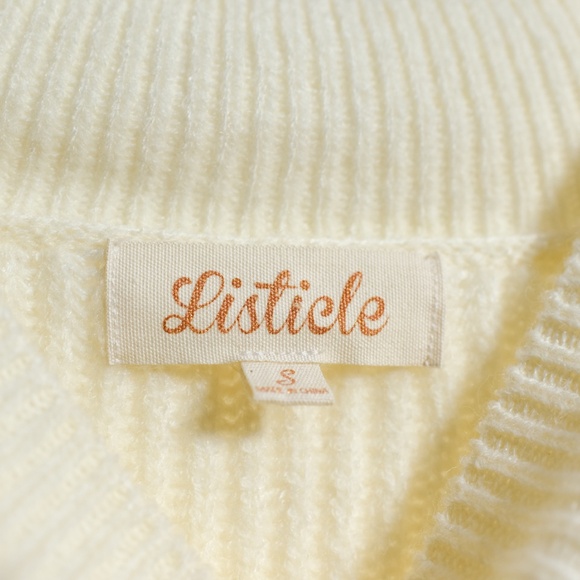 Ruffle Sweater Cream Coquette Boho Soft Women’s Neutral Sweater Small - Picture 2 of 10